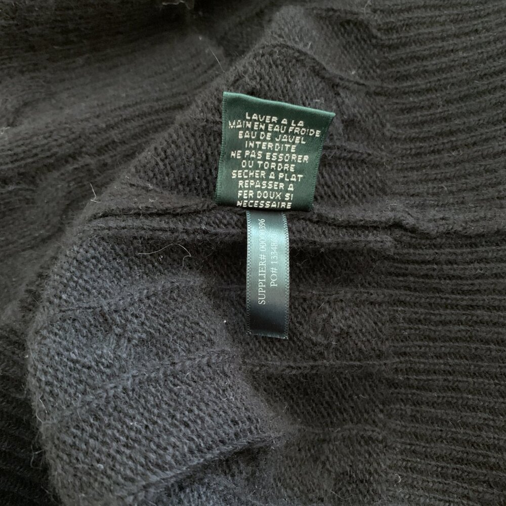 Lauren Ralph Lauren Black Collared Cable Knit Sweater Women's Size Medium Lambsw - Picture 10 of 10